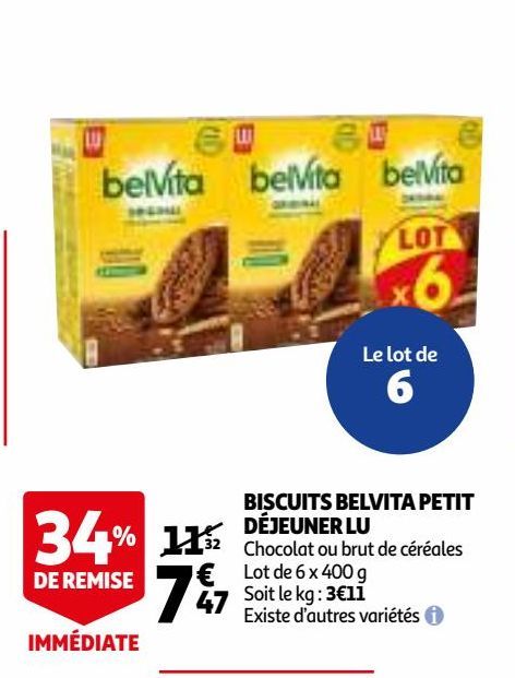 BISCUITS BELVITA PETIT DÉJEUNER LU 