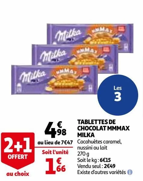 tablettes de chocolat mmmax milka 