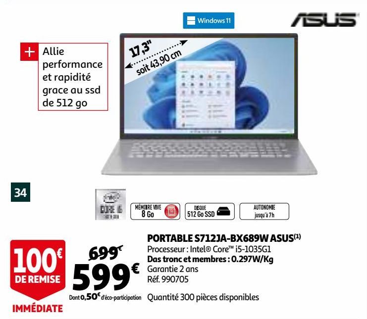 PORTABLE S712JA-BX689W ASUS