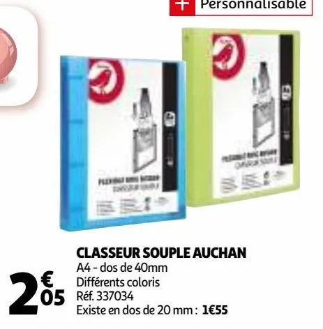 classeur souple auchan 