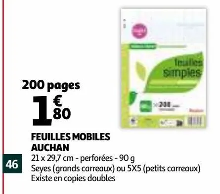 feuilles mobiles auchan