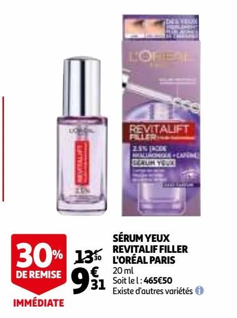  sérum yeux revitalif filler l'oréal paris