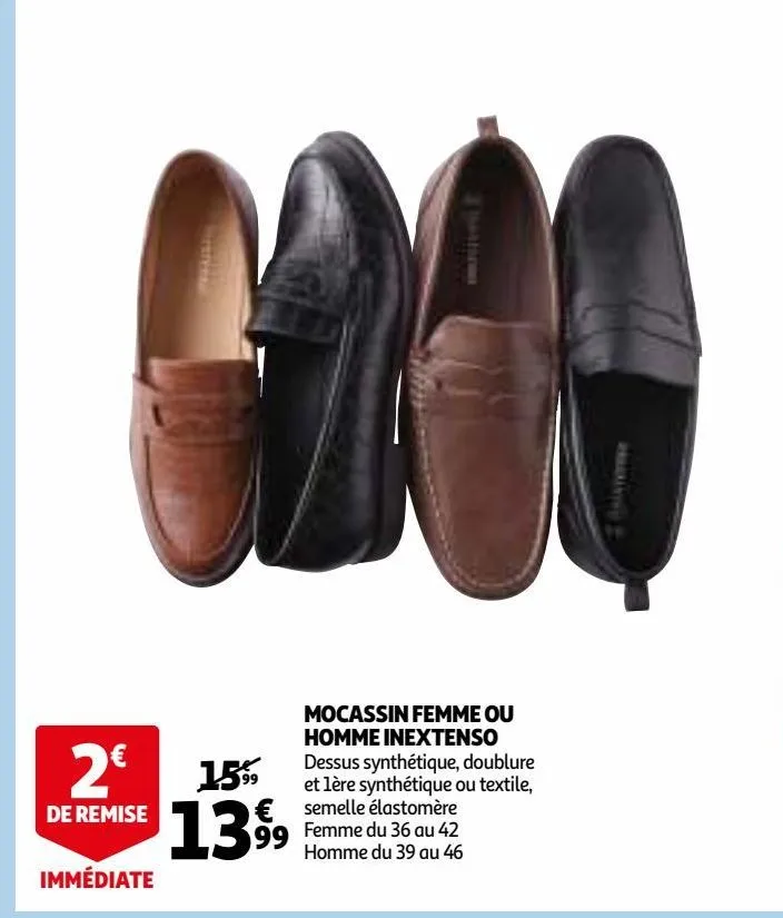 mocassin femme ou homme inextenso 