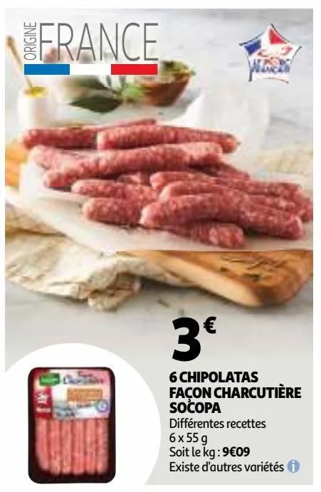 6 chipolatas façon charcutière socopa