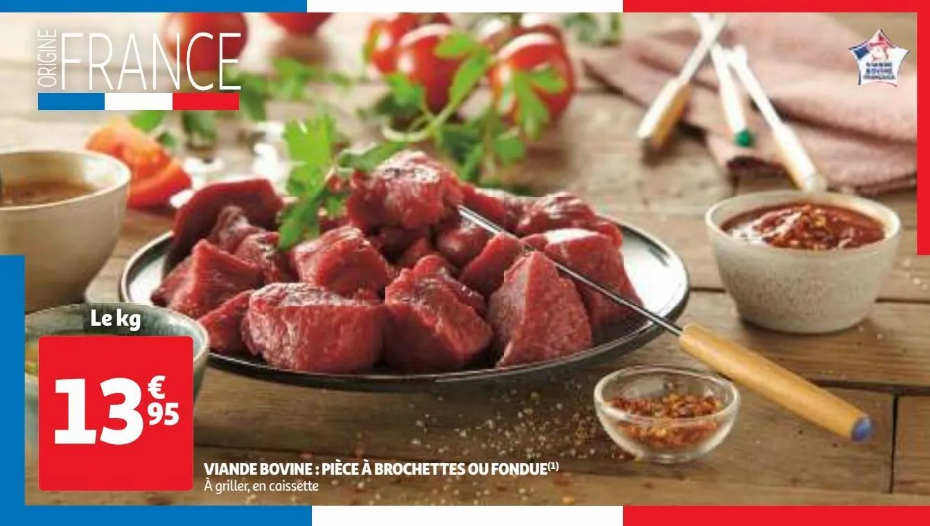 viande bovine : pièce à brochettes ou fondue