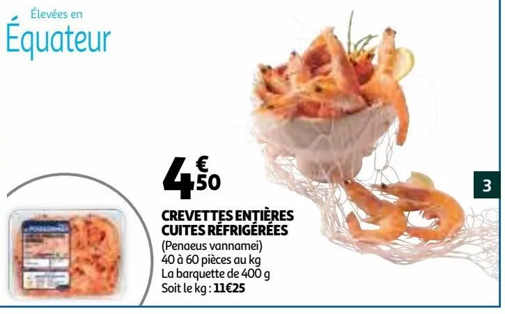 crevettes entières cuites réfrigérées