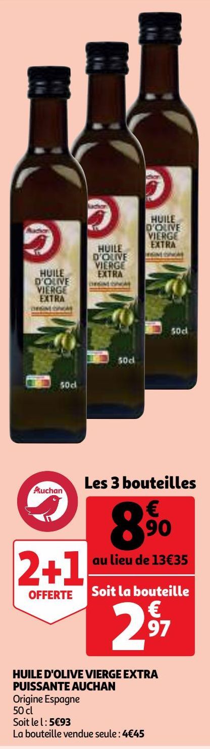 HUILE D'OLIVE VIERGE EXTRA PUISSANTE AUCHAN