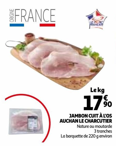 jambon cuit a l´os auchan le charcutier