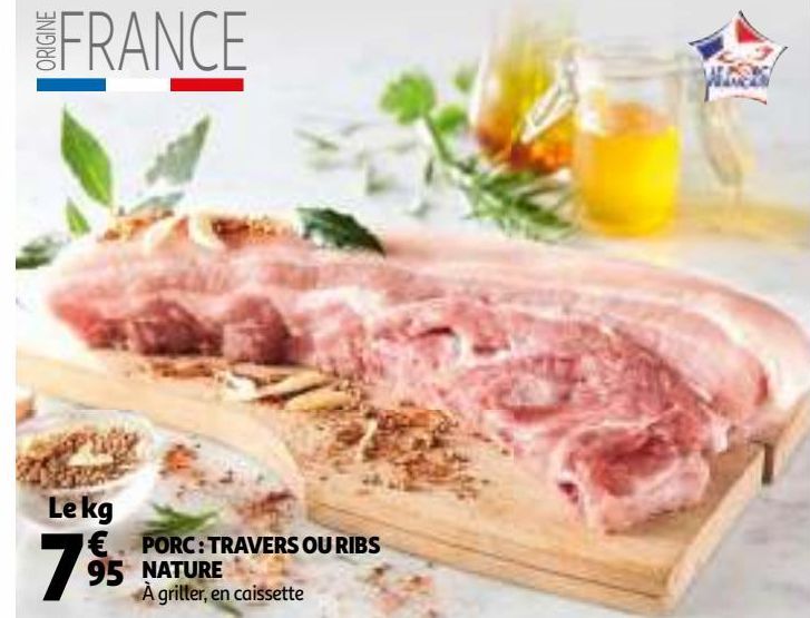 Porc: travers ou ribs Nature