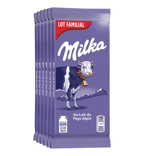 tablettes de chocolat familiales milka