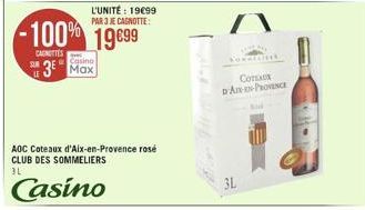 -100% 1999  CAGNOTTES  SUN  LE  L'UNITÉ : 1999 PAR 3 JE CAGNOTTE:  Casino 3?  CHEK  COTAUR DA-PRONCE  3L