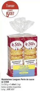 1 offert 5697  l'unite  le ster le ster  madeleines  madeleines  longues longues  lot de 3 +5 offert