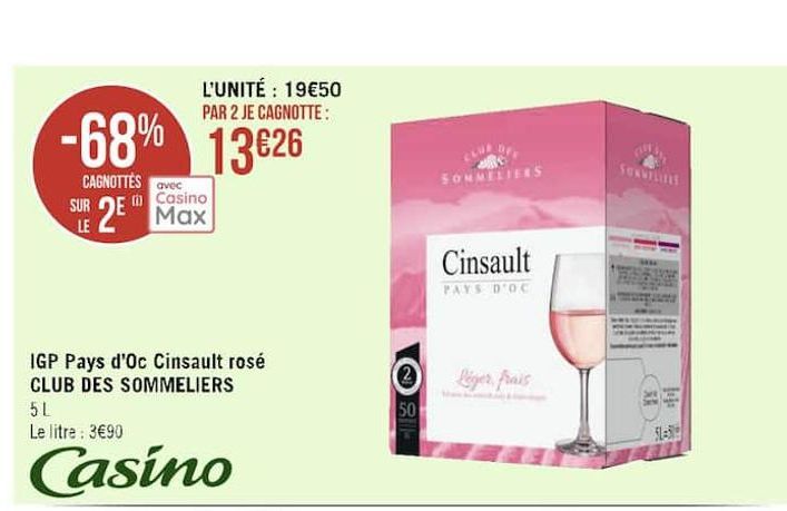 IGP Pays d´Oc Cinsault rose CLUB DES SOMMELIERS