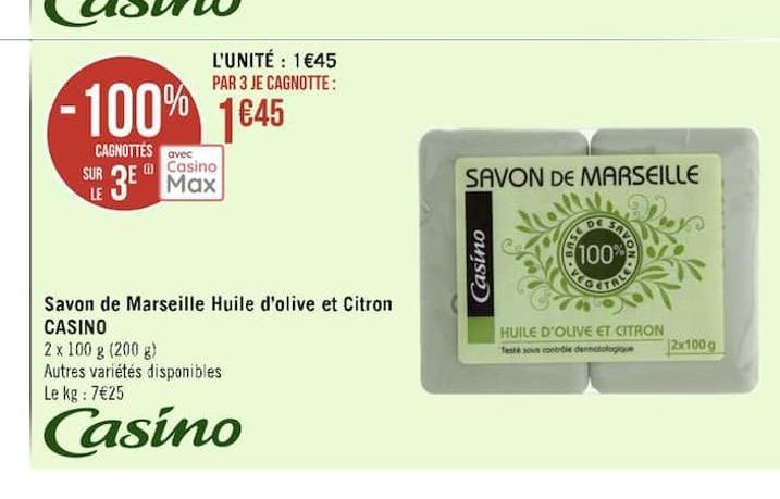 savon de Marseille Huile d´olove et Citron CASINO