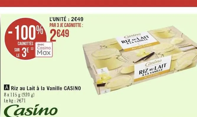 riz au lait a la vanille casino