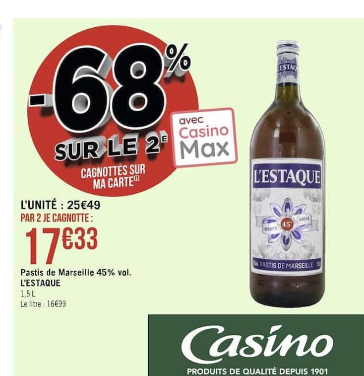 Pastis de Marseille 45% vol. L´ESTAQUE