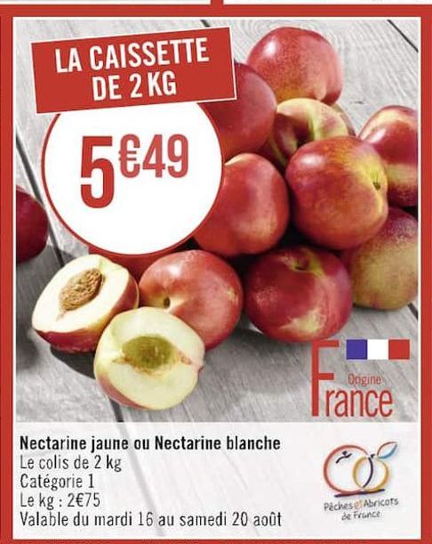 nectarine jaune ou Nectarine blanche