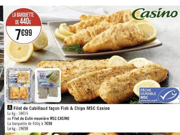 Filet de cabillaud facon Fish & chips MSC Casino