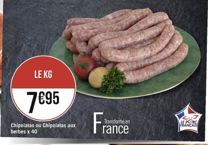 chipolatas ou chipolatas aux herbes x 40