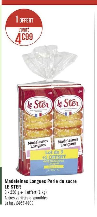 madeleines Longues perle de sucre LE STER 