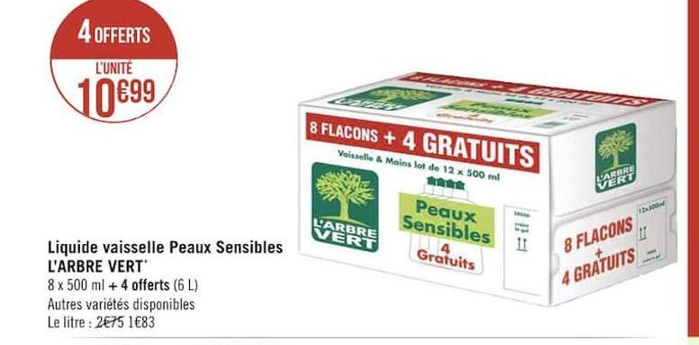 liquide vaisselle Peaux Sensibles L´Arbre VERT