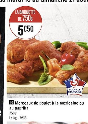 Morceaux de poulet a la mexicaine ou au paprika