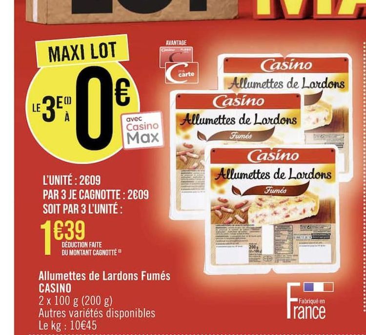 allumettes de lardons Fumés CASINO