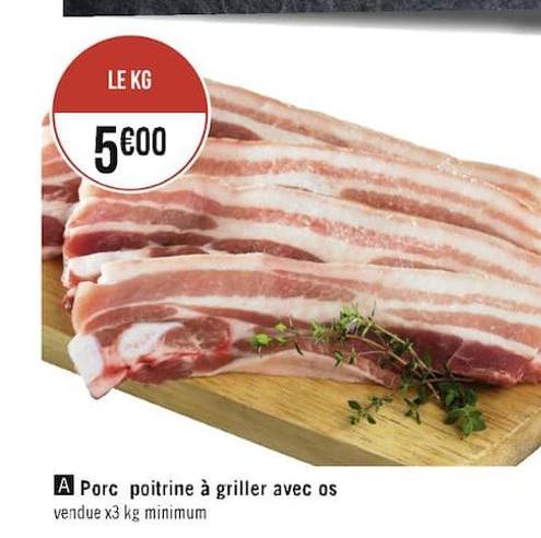 Porc poitrine a griller avec os