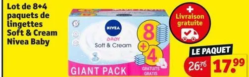 nivea  baby soft & cream  giant pack  8  gratuits gratis  livraison gratuite  le paquet  2676 17.99 
