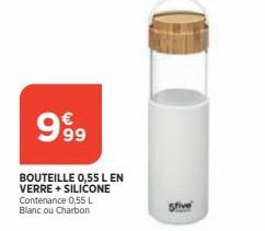 999  BOUTEILLE 0,55 L EN VERRE + SILICONE Contenance 0,55 L Blanc ou Charbon  Sfive 