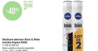 -40%  SOITEUNITE  3009  NIVEA  NIVEA  BLACKS BLACK& WHITE WHITE  INVISIBLE  LOT DE  2