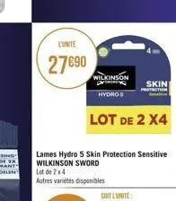 l'unite  27890  wilkinson hydros  lot de 2 x4  skin