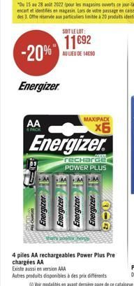 Energizer  AA  PACK  ammo ta  Energizer  +AA  MAXIPACK  x6  Energizer  ALLE  recharge  POWER PLUS  Energizer  Energizer  Energizer  that's posts herd  306  4 piles AA rechargeables Power Plus Pre char