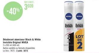 -40%  SOITEUNITE  3609  NIVEA  NIVEA  BLACKS BLACK& WHITE WHITE  INVISIBLE  LOT DE  2 