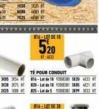 016-LADE 10  520  11:43  *********  TÉ POUR CONDUIT  814-Lot de 18 9200380 5820 433 HT 820-Lot de 10 9200381 585 421 HT 825-Lot de 59200382  3899  333 HT