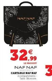 naf naf  €  le produit  naf naf  cartable naf naf 2 compartiments - taille: 38cm env. 