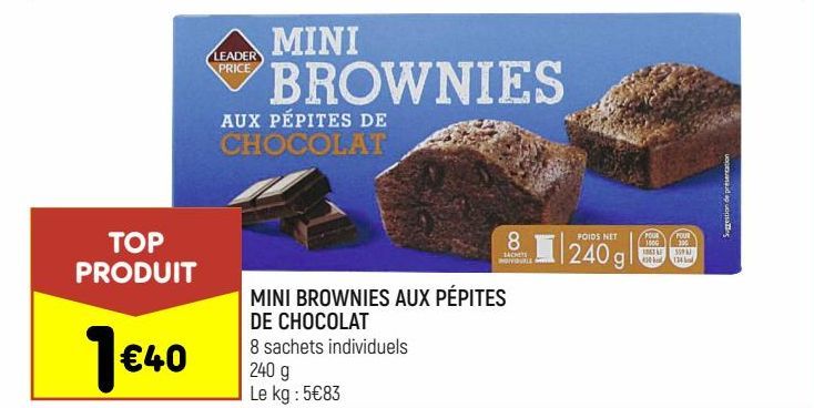 mini brownies aux pépites de chocolat