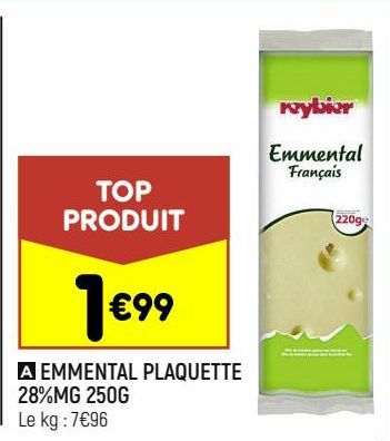 emmental plaquette 28% MG 250G