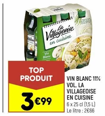 vin blanc 11% vol la villageoise en cuisine