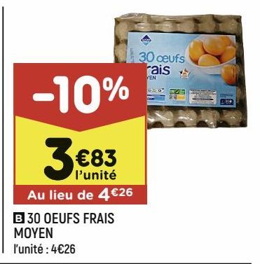 30 oeufs frais moyen 