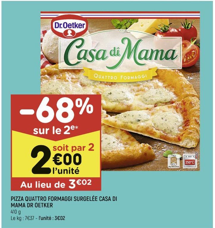 pizza quattro fromaggi surgelée casa di mama Dr. Oetker