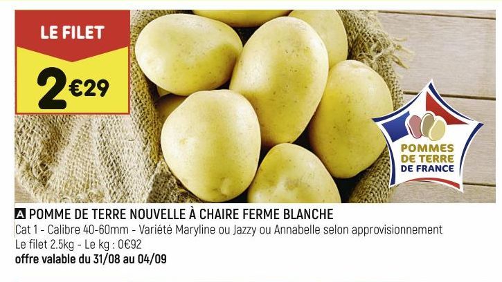 pommes de terre nouvelle à chaire ferme blanche