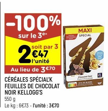 céréales spécial k feuilles de chocolat noir Kellogg's