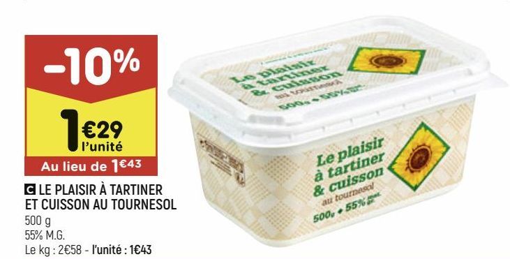 Le plaisir à tartiner et cuisson au tournesol