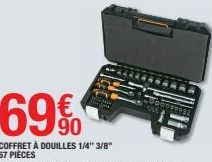 69€  90  COFFRET À DOUILLES 1/4" 3/8" 67 PIÈCES 