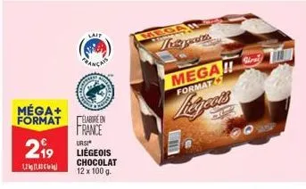 méga+ format  2⁹9  1,21  laip  elabore en france  ursi liégeois chocolat  12 x 100 g.  mega  the gates  mega!!  format  regents  siret 