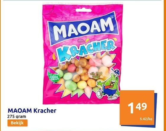 MAOAM KRACHER  no  artificial  colours  MAOAM Kracher  275 gram  Bekijk  with dizag Chalce  149  5.42/kg 
