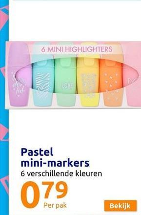ful.  6 MINI HIGHLIGHTERS  LOVE  Pastel mini-markers  6 verschillende kleuren  Per pak  Bekijk 