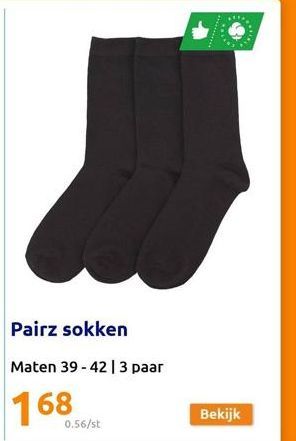 Pairz sokken  Maten 39-42 | 3 paar  0.56/st  Bekijk 