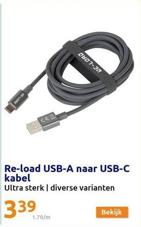 RE-LOAD  Re-load USB-A naar USB-C  kabel  Ultra sterk | diverse varianten  339  1.70/m  0807-30  Bekijk 